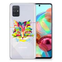 Samsung Galaxy A71 Telefoonhoesje met Naam Cat Color - thumbnail