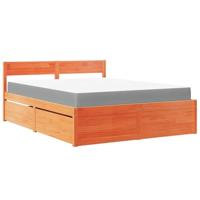 Bed met lades en matras massief grenenhout wasbruin 160x200 cm - thumbnail