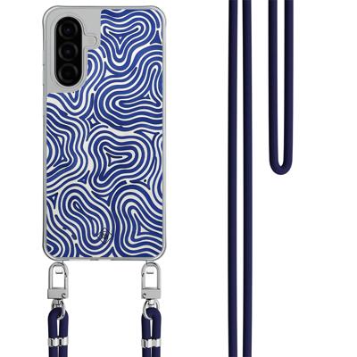 Samsung Galaxy A56 hoesje met donkerblauw koord - Ocean waves