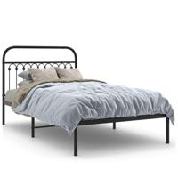 Bedframe met hoofdbord metaal zwart 107x203 cm - thumbnail
