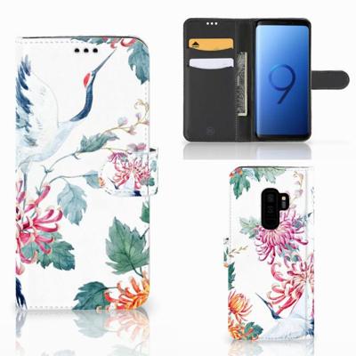 Samsung Galaxy S9 Plus | Telefoonhoesje | Met pasjeshouder | Bird Flowers