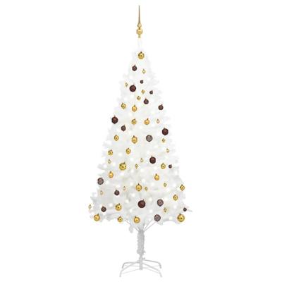 VidaXL Kunstkerstboom met verlichting en kerstballen 210 cm pvc wit
