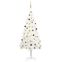 VidaXL Kunstkerstboom met verlichting en kerstballen 210 cm pvc wit - thumbnail