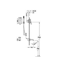 Badkraan Inbouw Tres Project met Staafhanddouche, Wanduitloop en Mengkraan Rapid Box Mat Wit - thumbnail