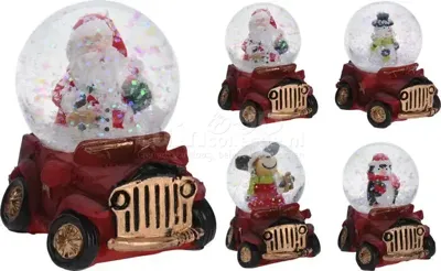 Waterbal Kerstfiguur in Auto, 6,5cm