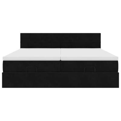 Ottoman bed met matrassen 200x200cm fluweel zwart