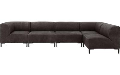 Goossens Excellent Hoekbank Marshall donkerbruin, leer, 1,5-zits, urban industrieel
