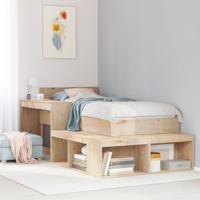 Nachtkastje met bureau 232x122x75 cm massief grenenhout - thumbnail