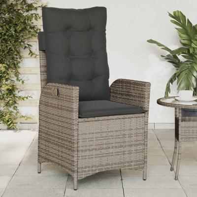 Tuinstoel verstelbaar met kussens poly rattan grijs Tuinstoel verstelbaar met kussens poly rattan grijs