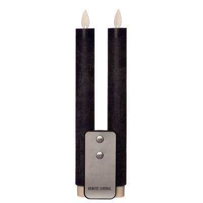 2Pcs Antiek Blauw Rustiek Wax Diner Kaars 23Cm Bew. Vlam Met Afstands Bediening 2Xaa Anna's Collection - Annas collection