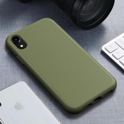 Starry Series schokbestendig stro materiaal + TPU beschermhoes voor iPhone XR (donkergroen)