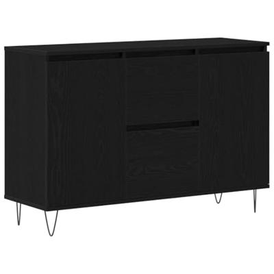 Dressoir met lade Zwart Eiken 101,5 x 35 x 70 cm Bewerkt hout