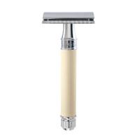 Edwin Jagger Razors Double Edge Safety Lined Rubber Coated Handle Ivory Chrome Ref.DE87RC14BL 1Stuks - thumbnail