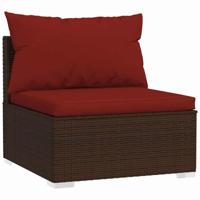 5-delige Loungeset met kussens poly rattan bruin - thumbnail