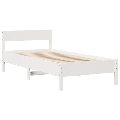 Bedframe zonder matras massief grenenhout wit 140x190 cm