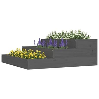 VidaXL Plantenbak 78x78x27 cm massief grenenhout grijs
