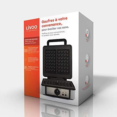 Wafelijzer met regelbare thermostaat - LIVOO - DOP206 - 1200W - 2 wafels - Antiaanbaklaag - Oppervlakte 14,5 x 17,5 cm - Indicatielampjes - thumbnail