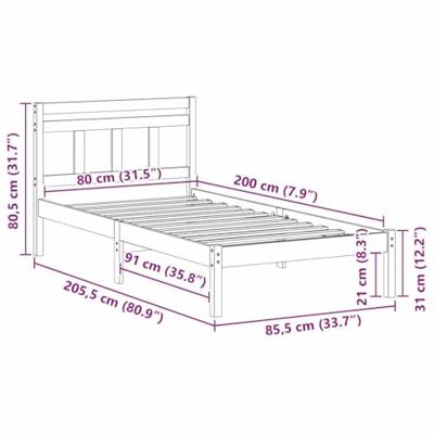 Bedframe Wit Massief grenenhout