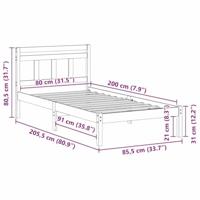Bedframe Wit Massief grenenhout - thumbnail