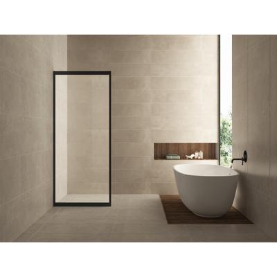 Wiesbaden Skyline Zijwand voor Schuifdeur - 800x2000 mm - Nano Coating - Helder Glas/Mat Zwart