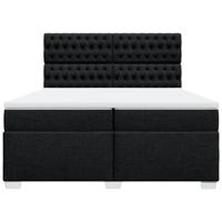 Boxspring met matras stof zwart 200x200 cm - thumbnail