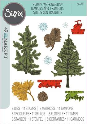 Sizzix • clear stamp set a5 with framelits die pine holidays 21pcs