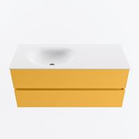 MONDIAZ VICA 110cm badmeubel onderkast Ocher 2 lades. Wastafel MOON links zonder kraangat, kleur Talc. - thumbnail