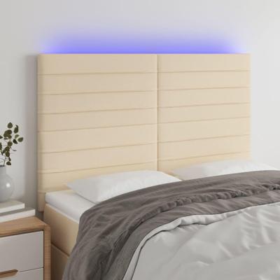 Hoofdbord LED 144x5x118/128 cm stof crèmekleurig