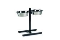 Standaard met 2 rvs 25 cm hondenvoerbakken zwart - thumbnail