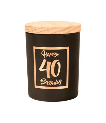 Geurkaars klein roze/zwart - 40 jaar