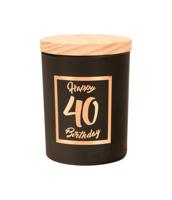 Geurkaars klein roze/zwart - 40 jaar - thumbnail