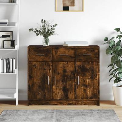 Dressoir 91x28x75 cm bewerkt hout gerookt eikenkleurig