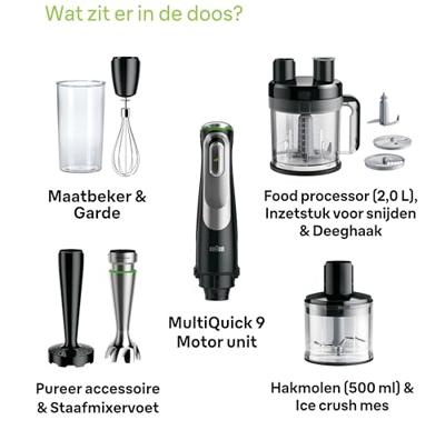Braun Braun Multiquick 9 MQ 9187XLI - Handmixer - 1.2 kW Staafmixer 1200 W Multifunctioneel Zwart