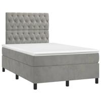 Boxspring met matras fluweel lichtgrijs 120x190 cm - thumbnail