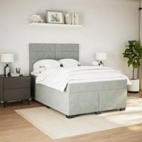 Boxspring met matras fluweel lichtgrijs 160x200 cm - thumbnail