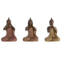 Decoratieve figuren Home ESPRIT Oranje Koraal Limoen Hars Boeddha Orientaals 9 x 6 x 13 cm (3 Stuks) - thumbnail