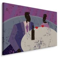 Schilderij - Stel in een Restaurant, Abstract, Paar, premium Print - thumbnail
