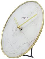 NeXtime NE-5222WI - Tafelklok - Ø 20 Cm - Glas / Metaal - Wit - &apos;Marble&apos; - thumbnail