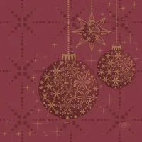 Duni 3-laags tissue servet gilded bauble 33x33cm bordeauxrood 20 stuks - thumbnail