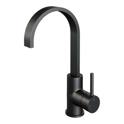 Wastafelmengkraan Brauer Black Edition Coldstart Opbouw Hoog Plat Gebogen Ronde Hendel Mat Zwart Wastafelmengkraan Brauer Black Edition Coldstart Opbouw Hoog Plat Gebogen Ronde Hendel Mat Zwart