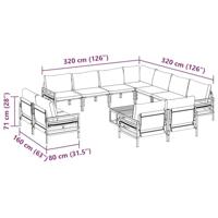 Tuinbankenset met kussen 12 pcs Zwart Staal - thumbnail