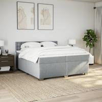 Boxspring met matras stof lichtgrijs 200x200 cm - thumbnail