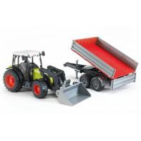 Bruder Claas Nectis 267 F met voorlader en trailer - thumbnail