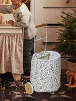 Metalen en stoffen boodschappenmand op wielen grijs - thumbnail