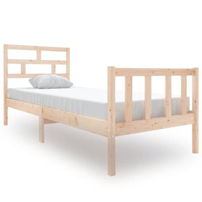 Bedframe massief grenenhout zwart 75x190 cm