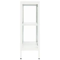 Dressoir 75x35x105 cm staal en glas wit - thumbnail