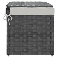 Wasmand met deksel 55,5x35x34 cm poly rattan grijs - thumbnail