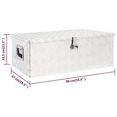Opbergbox 90x47x33,5 cm aluminium zilverkleurig Opbergbox 90x47x33,5 cm aluminium zilverkleurig