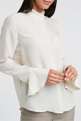 Blouse with ruffled neck pale peach dessin
