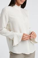 Blouse with ruffled neck pale peach dessin - thumbnail